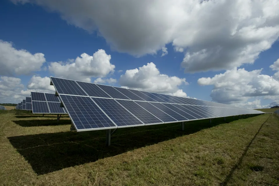 Solar panels in an outdoor installation